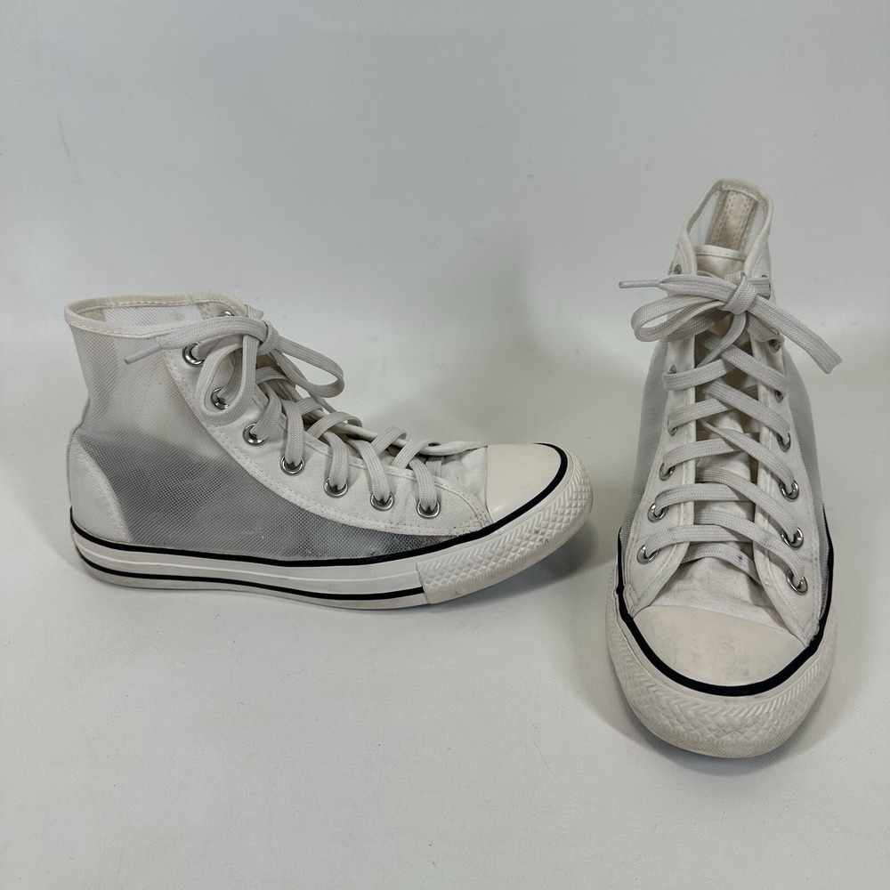 Converse All Star Sneakers White See Thru‎ Mesh Purple Soles Womens Size 8 Shoes